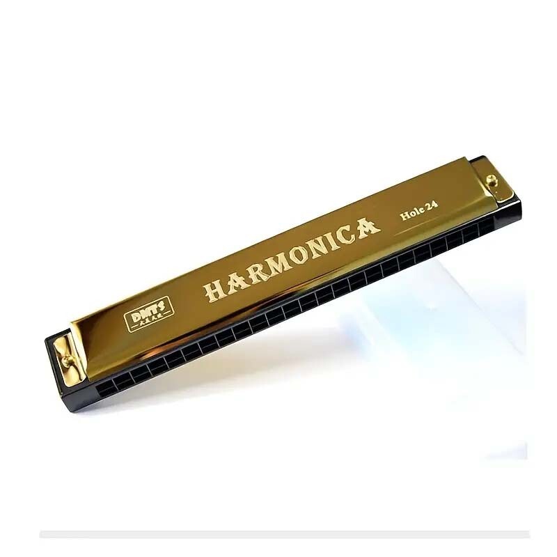 Harmonica C 24 Hole Tremolo Harmonica Key of C, Professional Harmonica C Tremolo Harmonica Gold