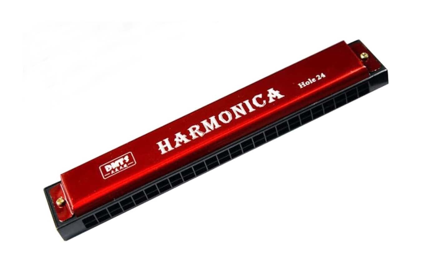 Harmonica C 24 Hole Tremolo Harmonica Key of C, Professional Harmonica C Tremolo Harmonica Red