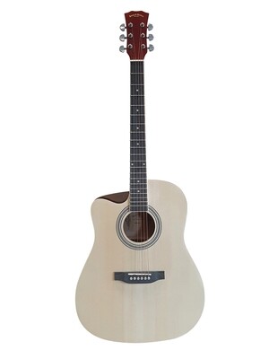 "Spear & Shield SPS338LF: Left-Handed 41-Inch Acoustic Guitar for Beginners, Students, and Intermediate Players - Full-Size Dreadnought with Cutaway, Natural Finish, Free Shipping"
