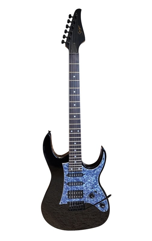 HSS Strat 24 Fret full-size Black Premium Electric Guitar PPE796