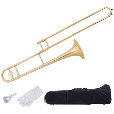 B Flat Trombone Golden Brass with Mouthpiece - Color: Golden