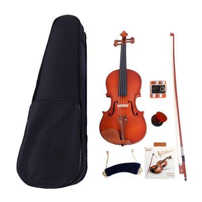 glarry Gv101 3/4 Acoustic Matt Violin Case Bow Rosin Strings Shoulder Rest Tuner Natural 