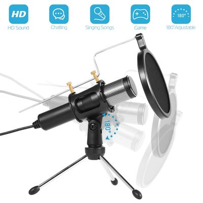 Professional Condenser Microphone Studio Recording Cardioid Microphone w/180 Degree Tripods Pop Filter