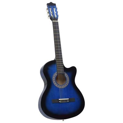Western Classical Cutaway Guitar with 6 Strings Blue Shaded 38"