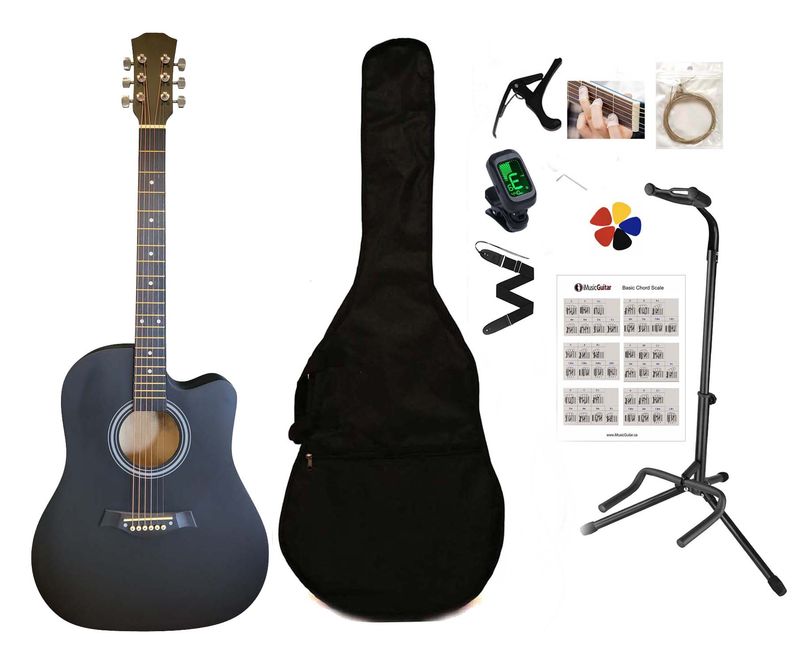 41-Inch Full-Size Black matte finish Acoustic Guitar SPS954 – Smooth Play, Low Action, Stylish Design – Perfect for Beginners, Adults, and Students Full Package