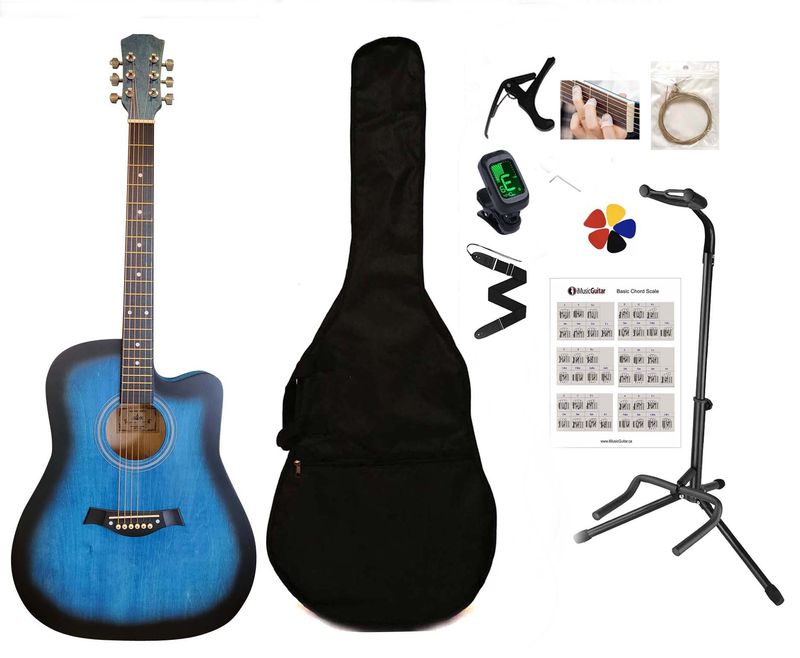 41-Inch Full-Size Blue matte finish Acoustic Guitar SPS953 – Smooth Play, Low Action, Stylish Design – Perfect for Beginners, Adults, and Students Full Package