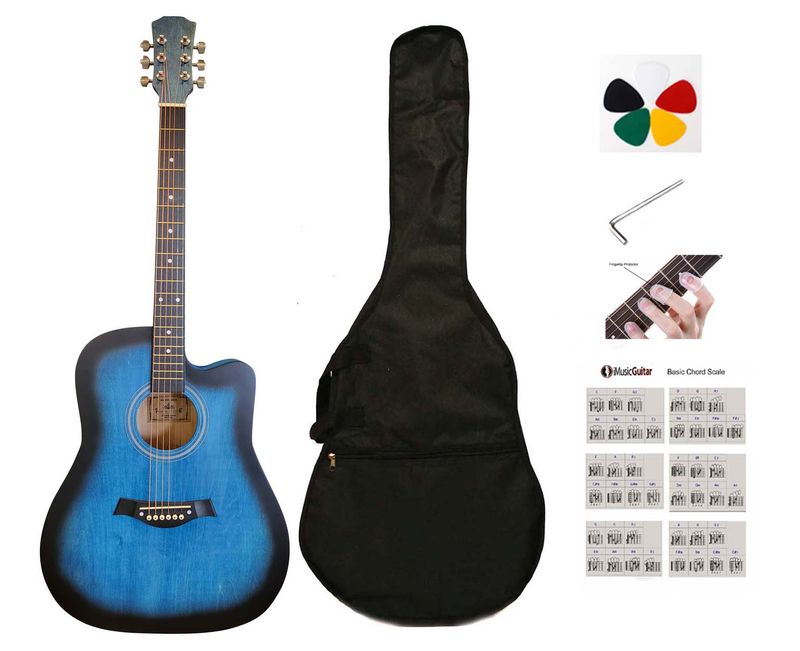 41-Inch Full-Size Blue matte finish Acoustic Guitar SPS953 – Smooth Play, Low Action, Stylish Design – Perfect for Beginners, Adults, and Students Package
