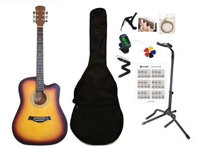 41-Inch Full-Size Sunburst matte finish Acoustic Guitar SPS955 – Smooth Play, Low Action, Stylish Design – Perfect for Beginners, Adults, and Students Full Package