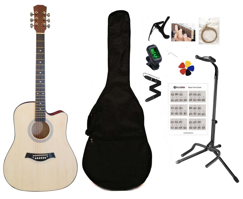 41-Inch Full-Size Natural matte finish Acoustic Guitar SPS952 – Smooth Play, Low Action, Stylish Design – Perfect for Beginners, Adults, and Students Full Package