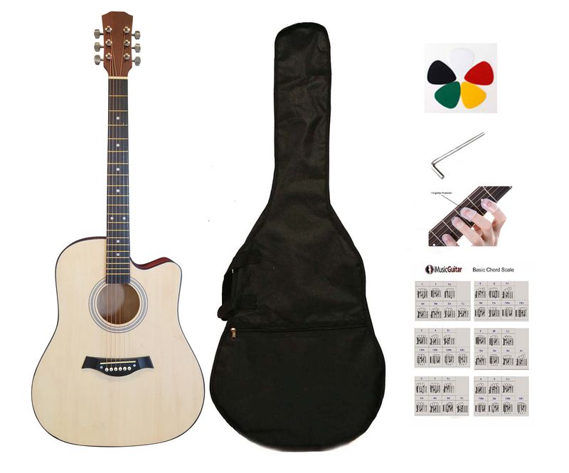 41-Inch Full-Size Natural matte finish Acoustic Guitar SPS952 – Smooth Play, Low Action, Stylish Design – Perfect for Beginners, Adults, and Students Package