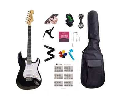 Electric Guitar 39 inch full size SSS Pickup Solid Body for Beginners, Adults, Students with Full Package Black JPS73