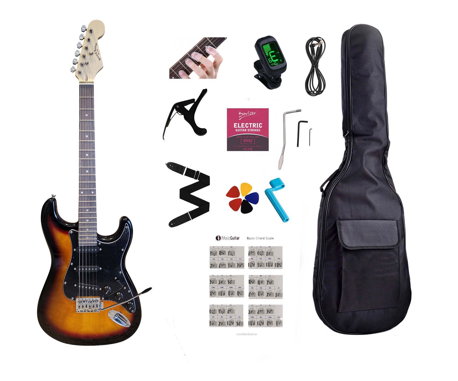 Electric Guitar Standard size for beginners, Students Sunburst SPS524