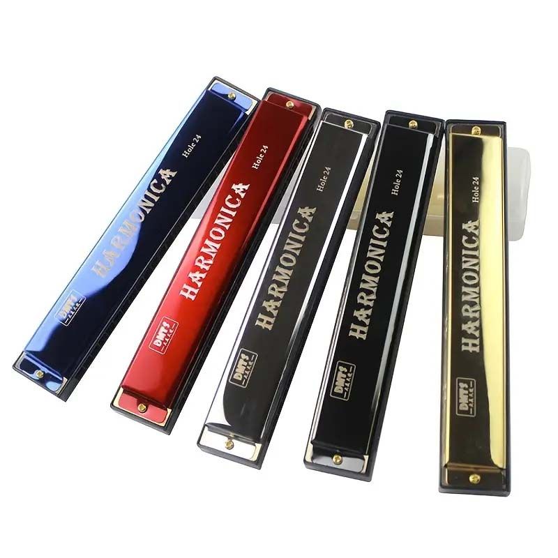 Harmonica C 24 Hole Tremolo Harmonica Key of C, Professional Harmonica C Tremolo Harmonica Black