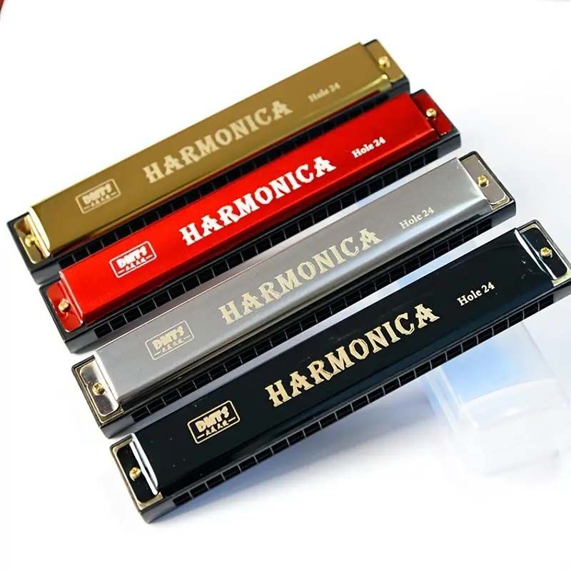 Harmonica C 24 Hole Tremolo Harmonica Key of C, Professional Harmonica C Tremolo Harmonica Black