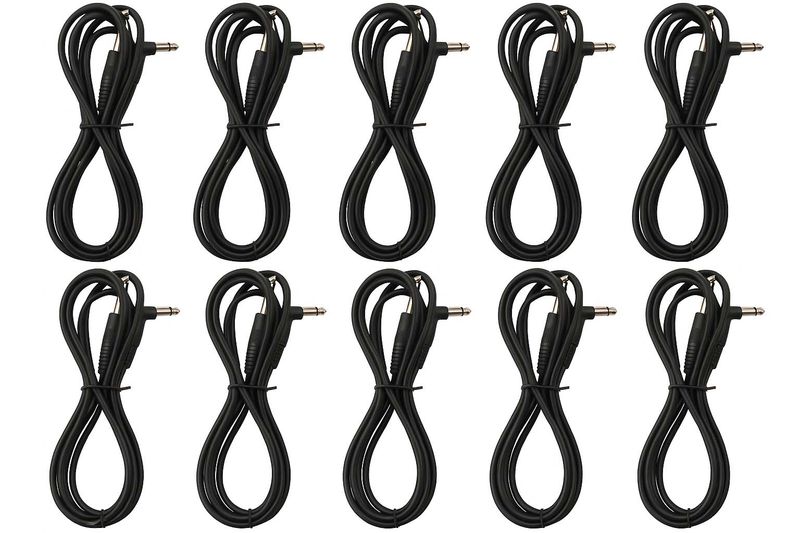 10 Pack 8ft 1/4&quot; Mono Guitar Cables – TS Instrument Cords Male to Right anlge Male – Ideal for Electric Guitar, Bass, Amp, Pedal, and More
