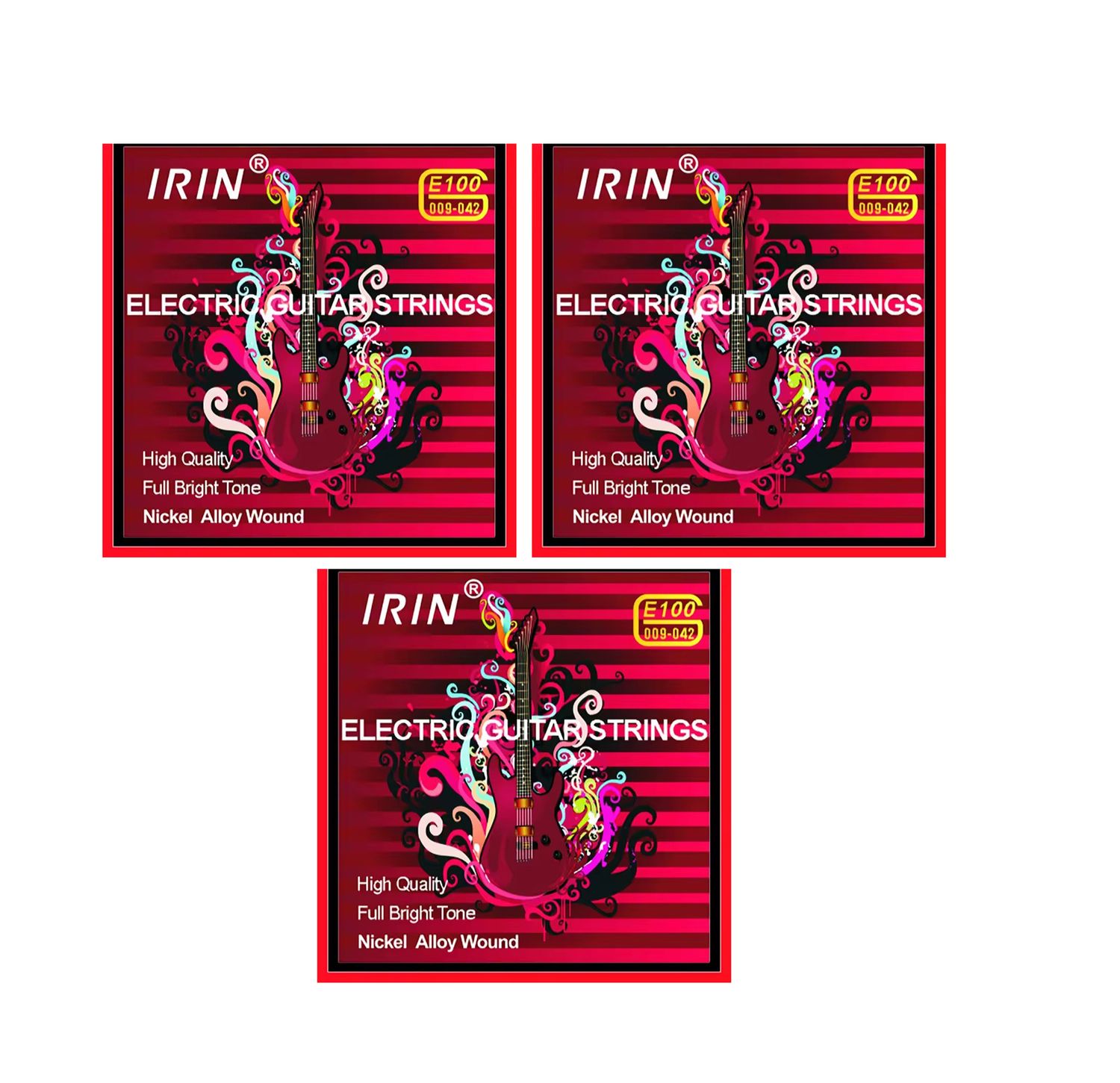 3 Sets IRIN 009-042 Electric Guitar Strings – Super Light Gauge Nickel Alloy Wound