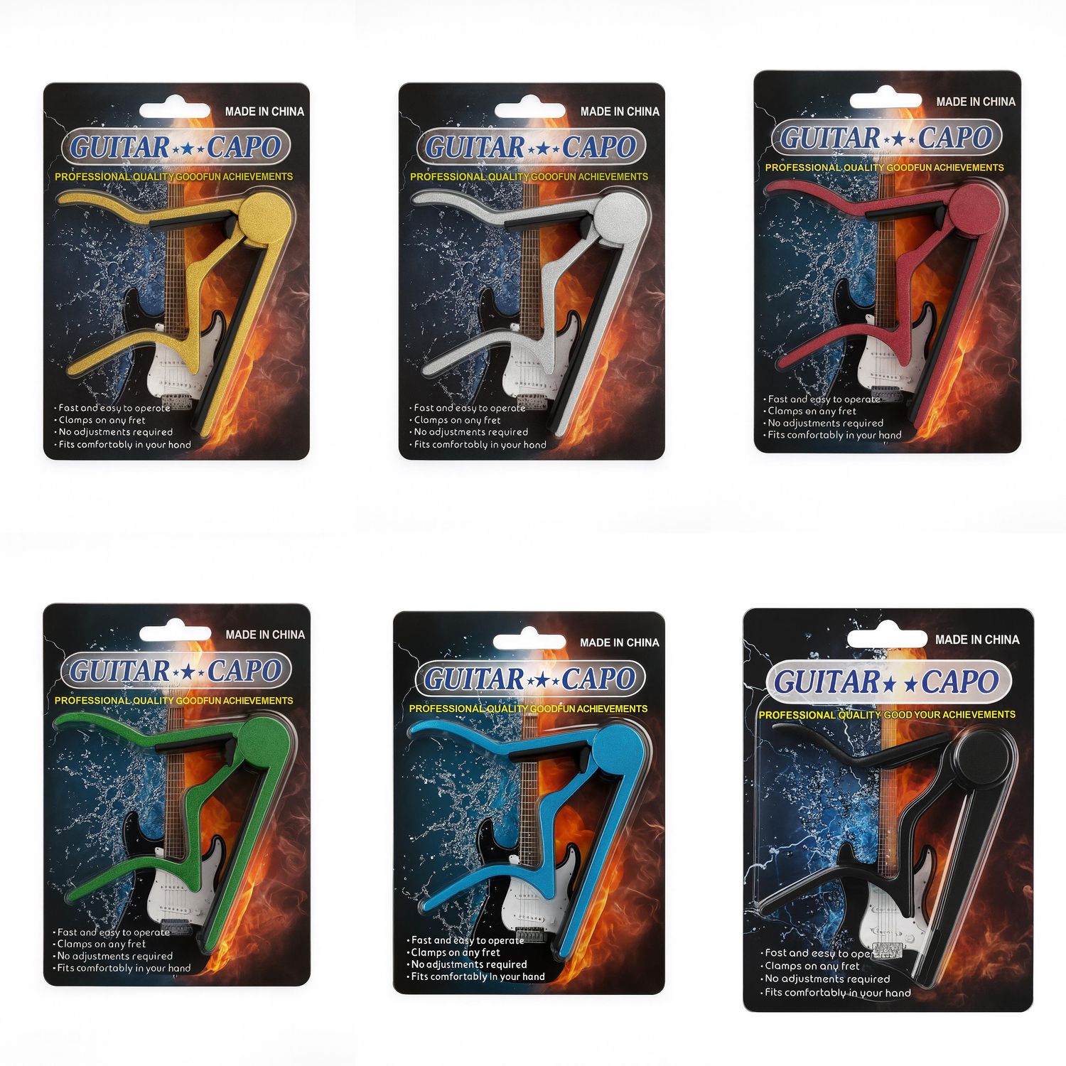 Quick-Change Guitar Capo – Available in Red, Green, Blue, Grey, Black &amp; Silver | Universal for Acoustic &amp; Electric Guitars