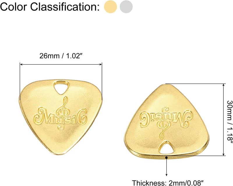 Guitar Pick Necklace Pendant – Zinc Alloy Guitar Accessory for Musicians (Gold, Rose Gold &amp; Silver)
