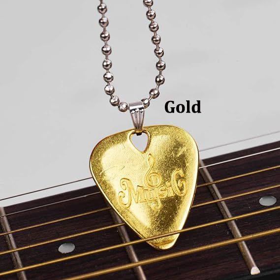 Guitar Pick Necklace Pendant – Zinc Alloy Guitar Accessory for Musicians (Gold, Rose Gold &amp; Silver)
