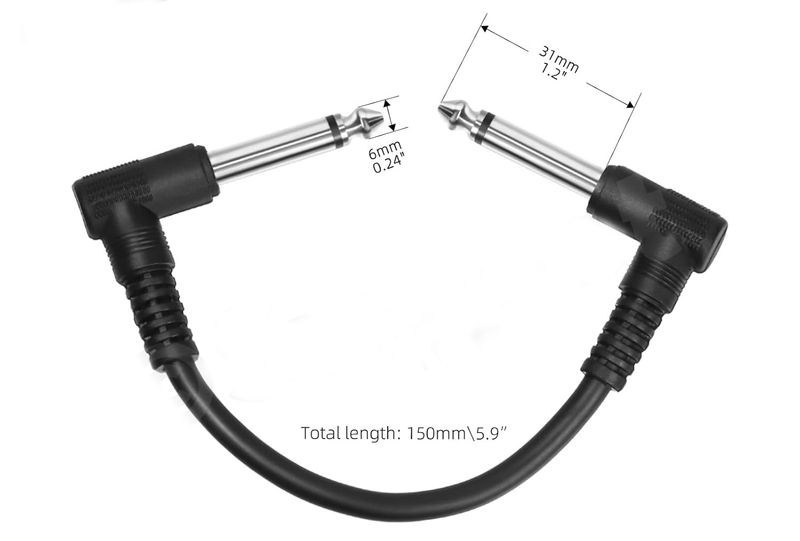 4-Pack Guitar Pedal Patch Cables – Right Angle 1/4″ TS, Low-Noise, Flexible