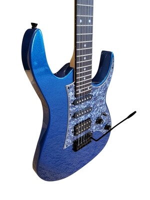 Beginner &amp; Intermediate Full Size Electric Guitar – Blue Gloss, HSS Pickups, Tremolo Bridge, Maple Neck  PPE797