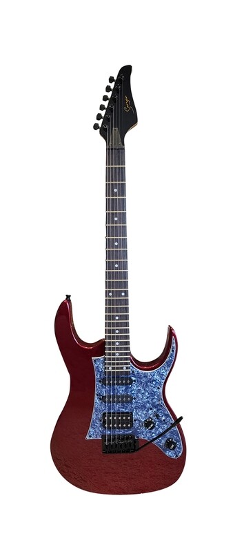 Beginner &amp; Intermediate Full Size Electric Guitar – Red Gloss, HSS Pickups, Tremolo Bridge, Maple Neck PPE798