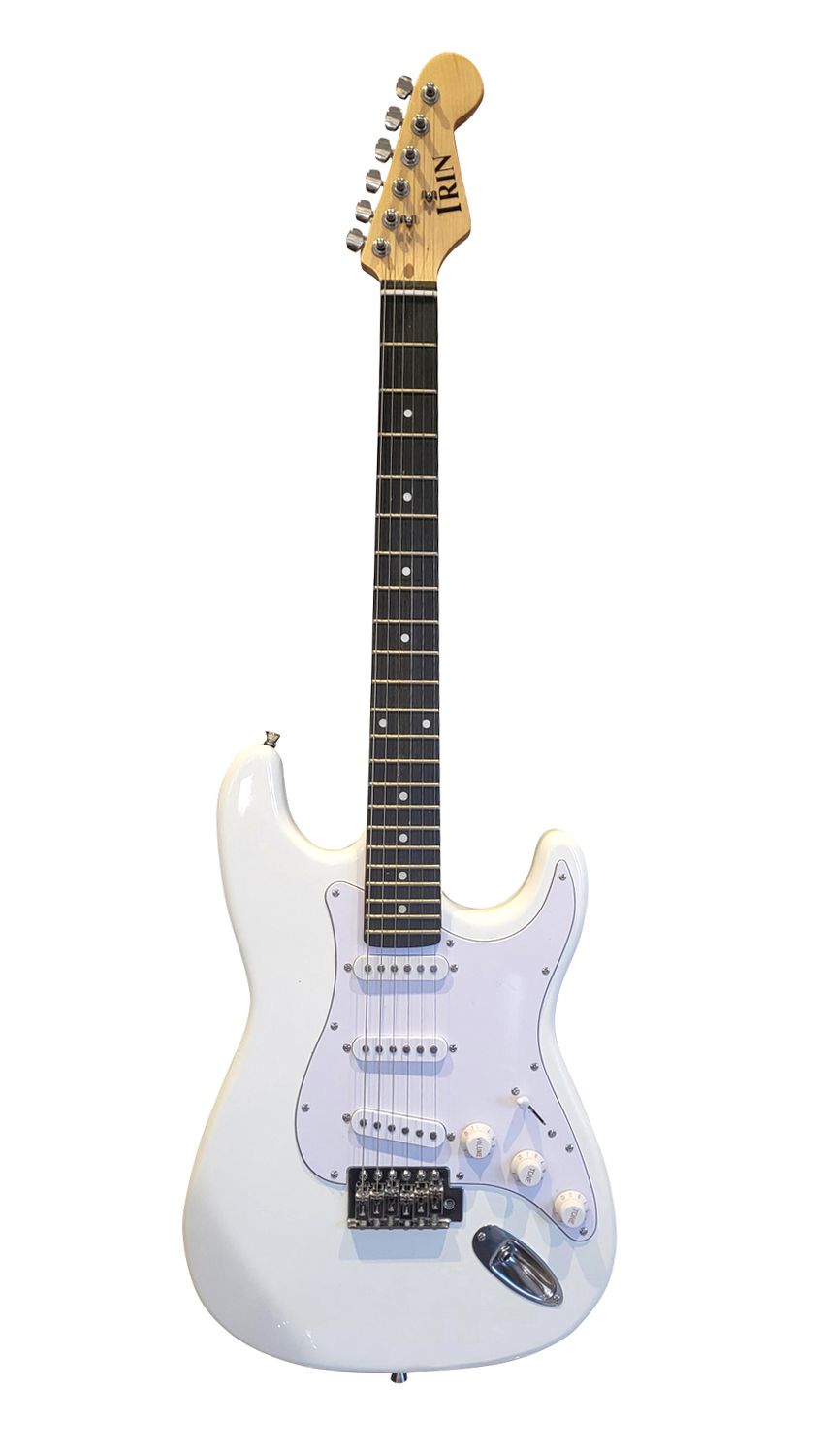 Strat-Style Electric Guitar Kit – White, Full Size 6-String with Maple Neck &amp; Rosewood Fingerboard, SSS Pickups