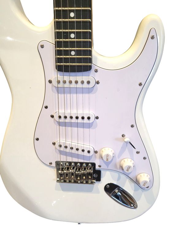 Strat-Style Electric Guitar Kit – White, Full Size 6-String with Maple Neck &amp; Rosewood Fingerboard, SSS Pickups SPS902