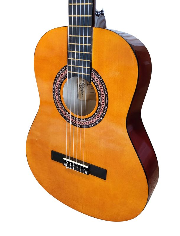 36" 3/4 Size Classical Guitar – Natural Amber Finish, Nylon Strings for Kids &amp; Beginners SPS974