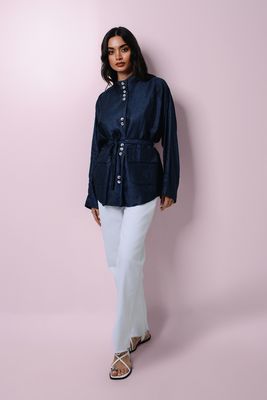 Safari Jacket in Denim Blue
