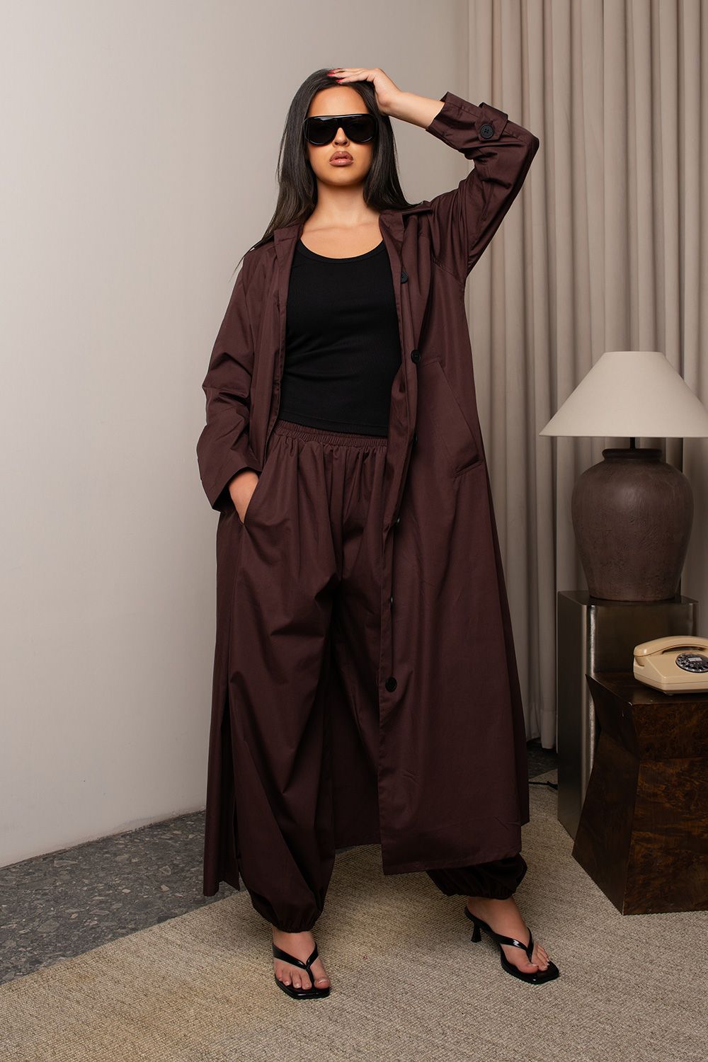 Balloon Pants Set (Deep Brown)