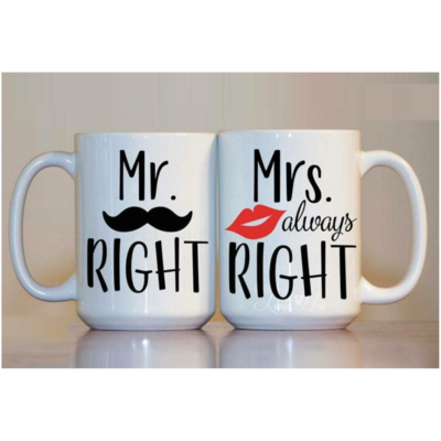 Mr Right & Mrs. Always Right Couple Mugs