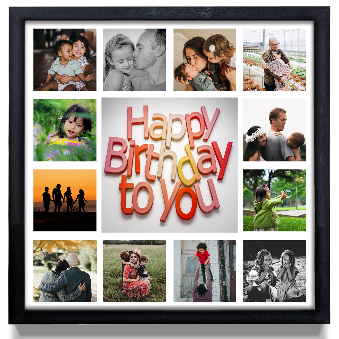 Happy Birthday Collage Frame 12 X 12 Inches
