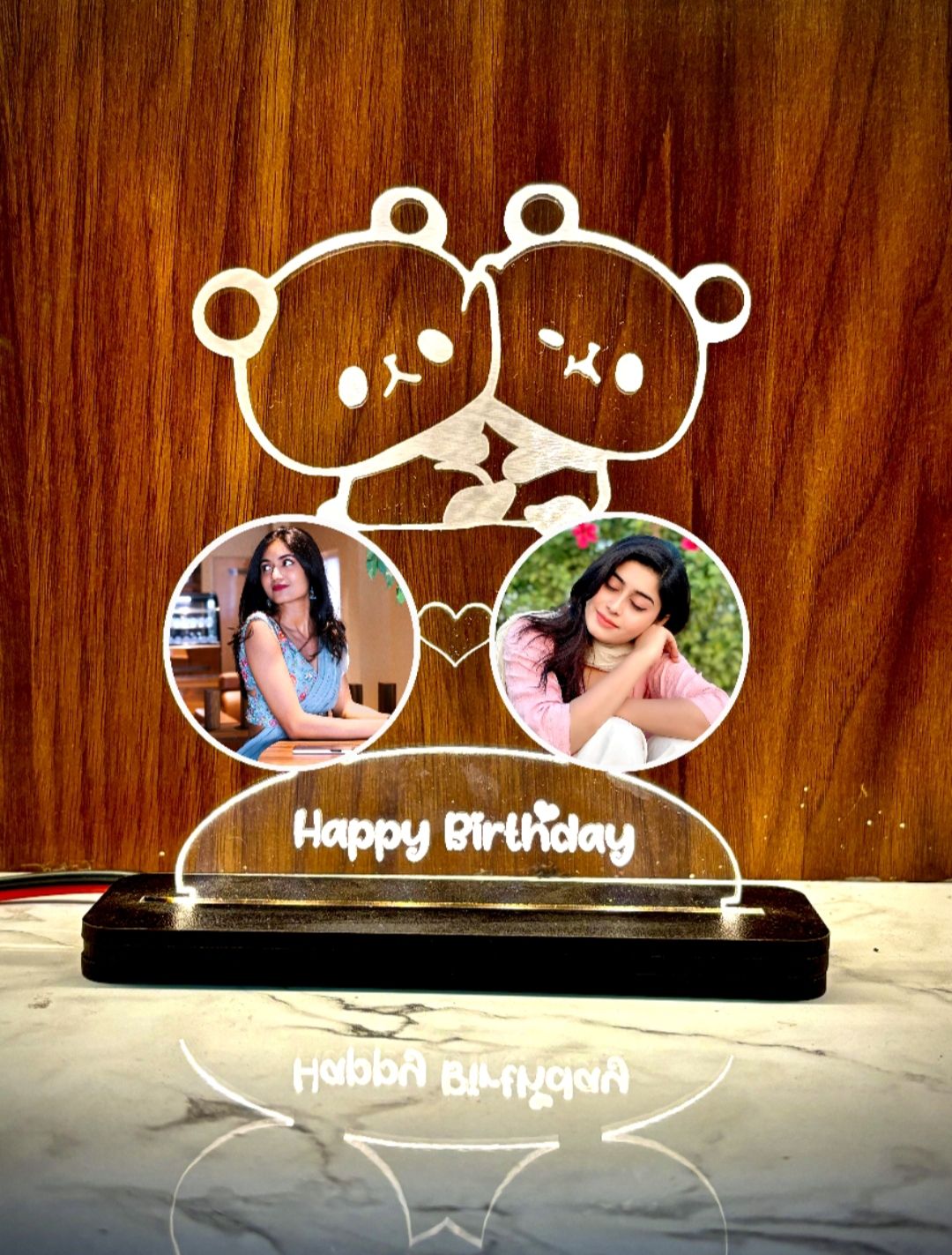 Two Photos Teddy Lamp😍♥️ Gift for Birthday&#39;s and Anniversary 😍♥️