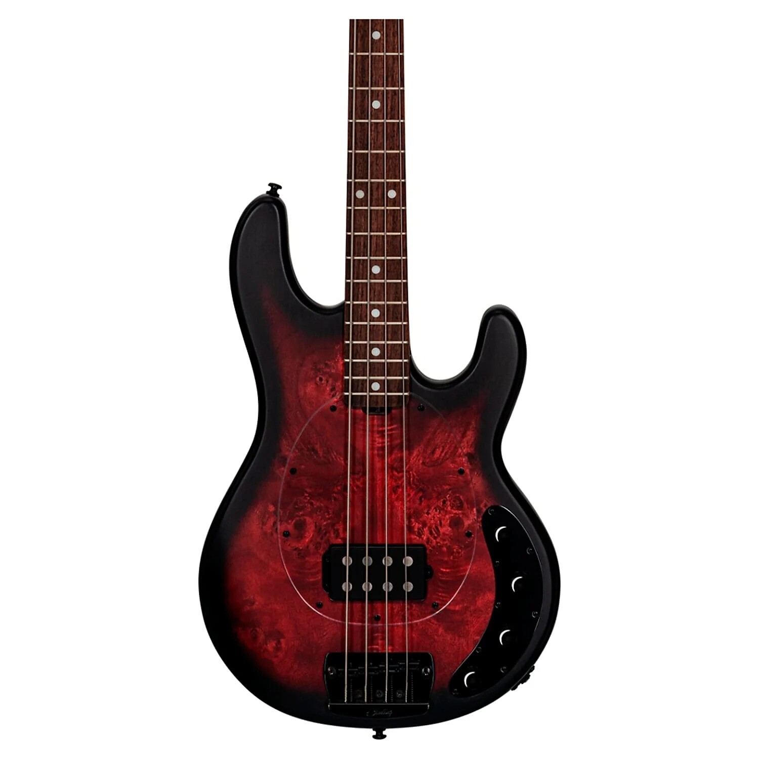 Sterling by Music Man StingRay Ray34PB, Dark Scarlet Burst Satin