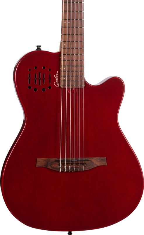 Godin Multiac Mundial Thinline Acoustic-Electric Classical, Aztek Red