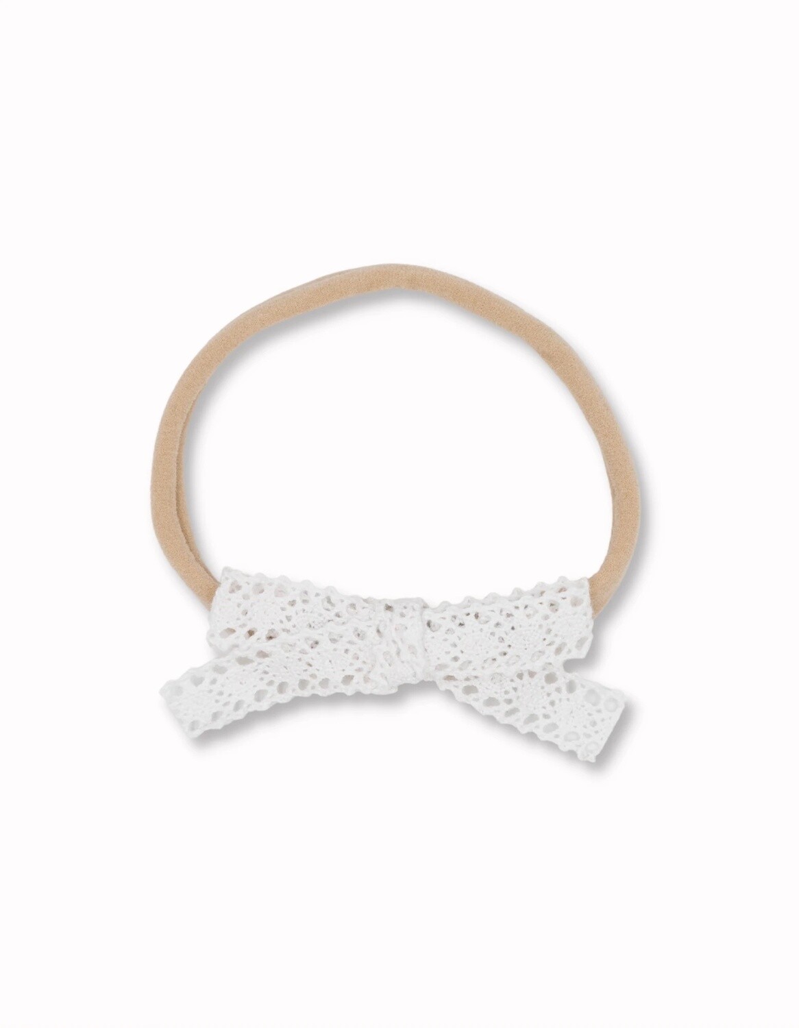 Hannah Crochet Baby Bow Headband-White