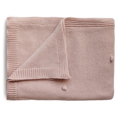 Knitted Textured Dots Baby Blanket-Blush
