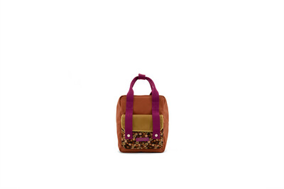 Backpack Small, Golden, Jeronicus Brown + Flowerfield Pink