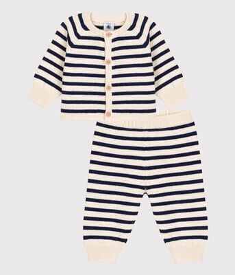 Baby Knit Set Striped Cardigan and Pants