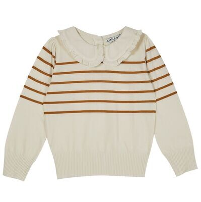 Ecru/Caramel Striped Sweater