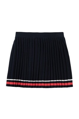 Navy Pleated Stripe Skirt