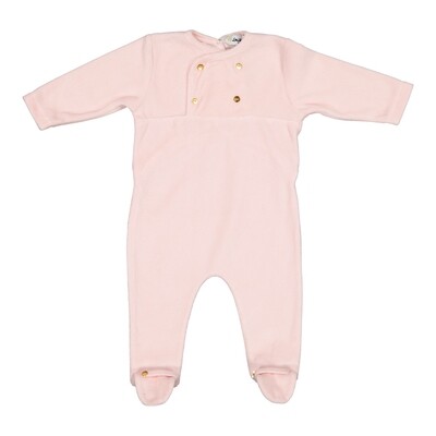 Velvet Buttoned Pajamas-Pink