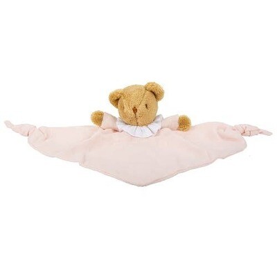 Triangle Bear Cuddly With Rattle - Powder Pink
