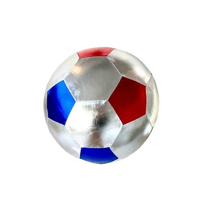 Blue/white/red inflatable fabric soccer ball,  22 cm