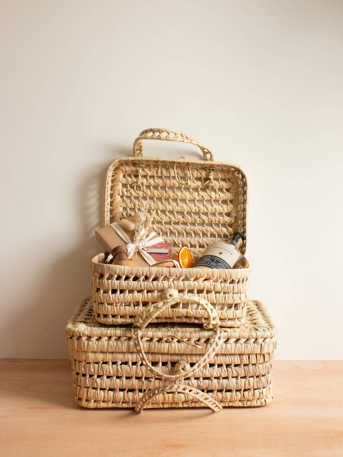Woven Suitcases, Set of 2