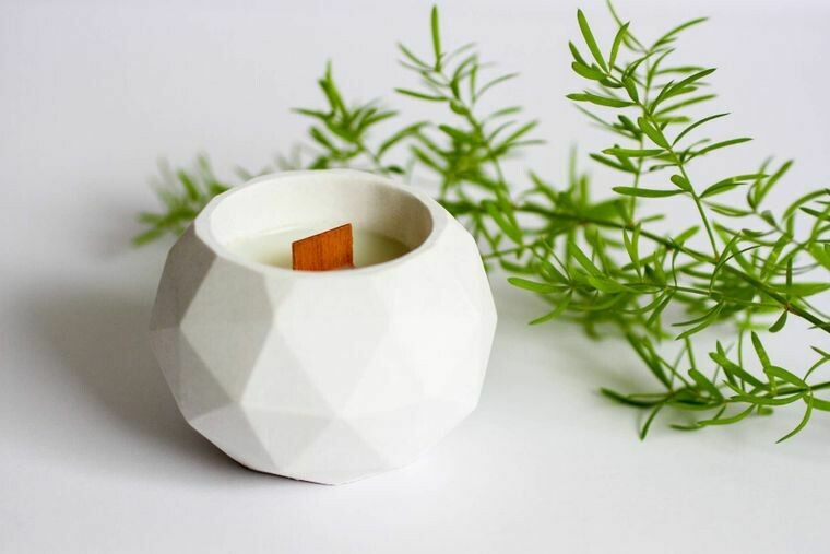 3&quot; x 2&quot; Geodesic White Bamboo Soy Candle