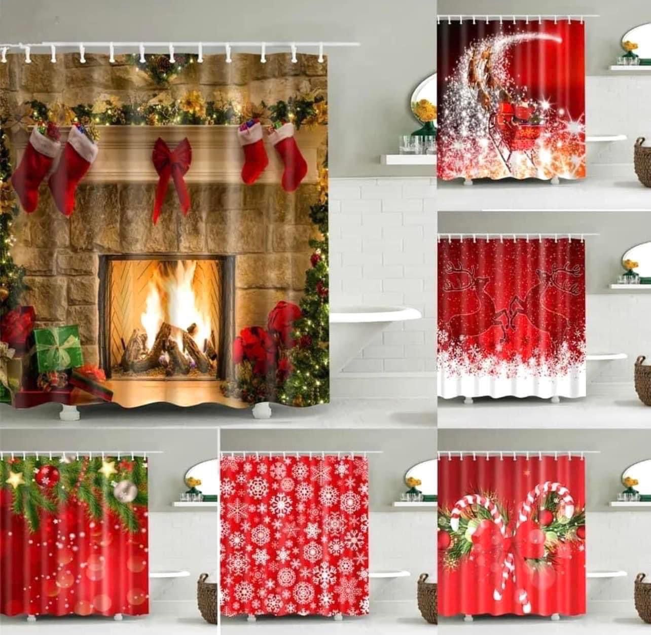 Cortina de baño Navideña 1 pieza