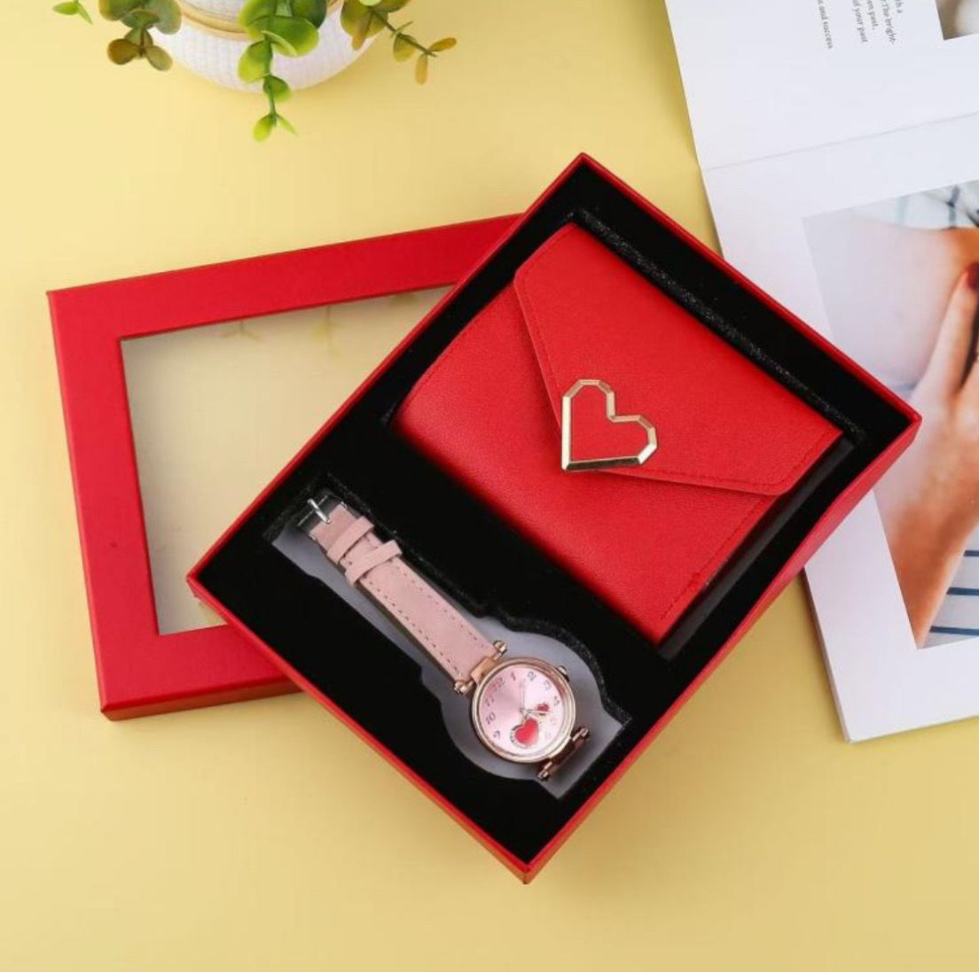 Set cartera roja y reloj