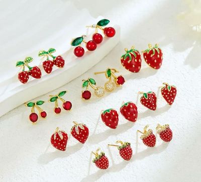 Docena Arete Cereza varios Diseños surtidos